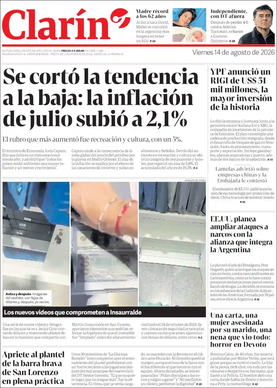 Estudios Max | Claudio Vallejo - Tapa del diario Clarin