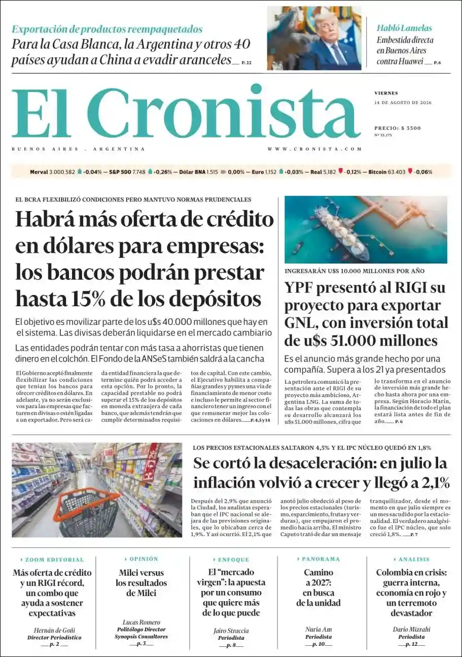 Estudios Max | Claudio Vallejo - Tapa del diario Cronista
