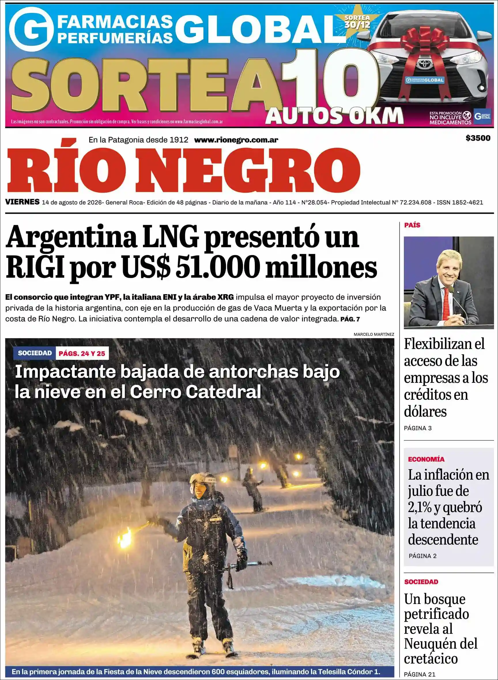 Estudios Max | Claudio Vallejo - Tapa del diario Rio Negro