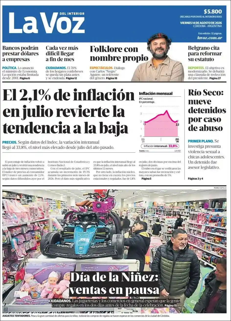 Estudios Max | Claudio Vallejo - Tapa del diario La Voz