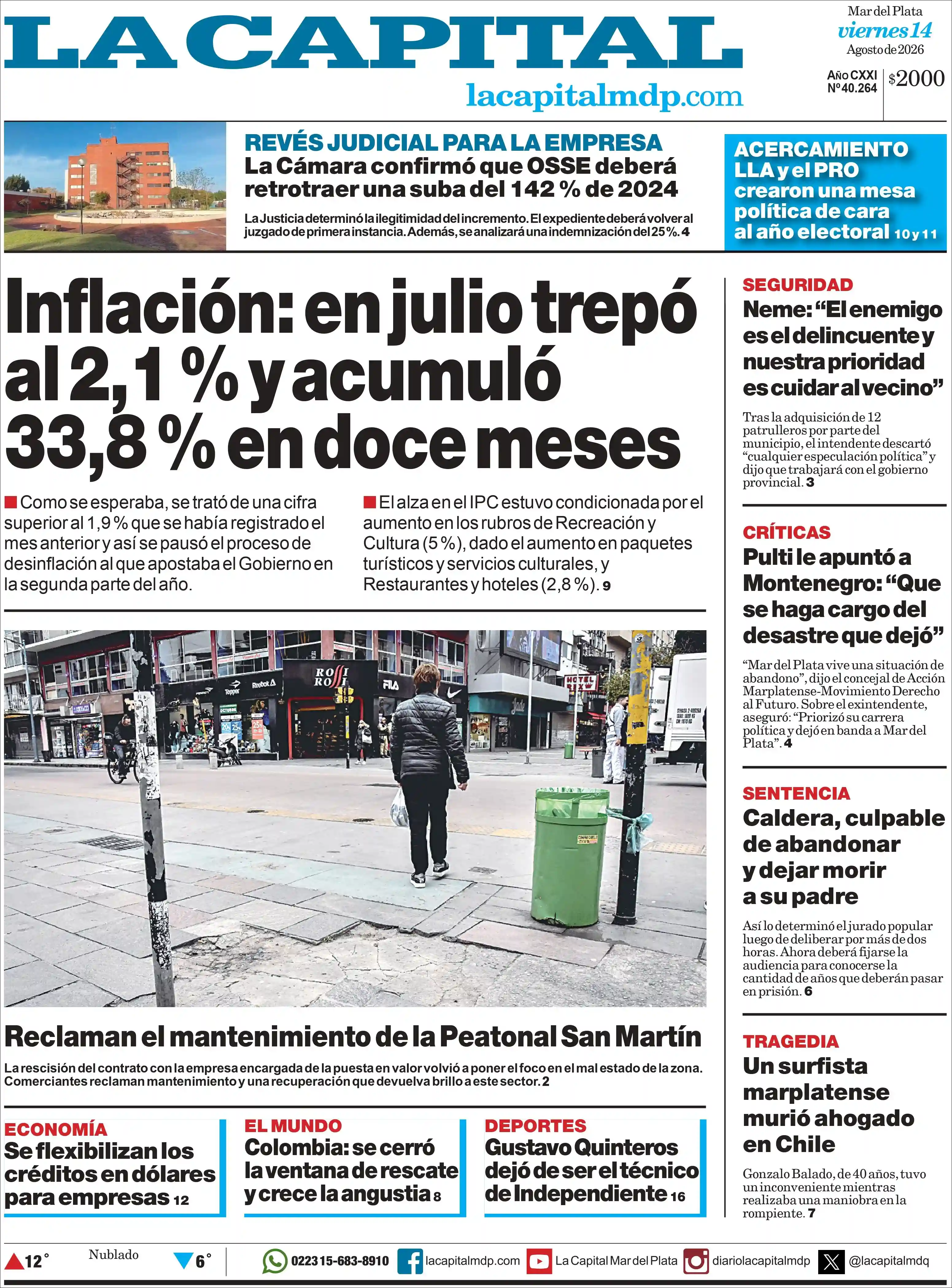 Estudios Max | Claudio Vallejo - Tapa del diario La Capital