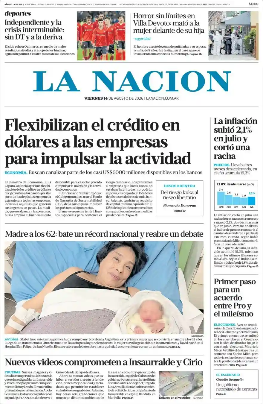 Estudios Max | Claudio Vallejo - Tapa del diario Nacion
