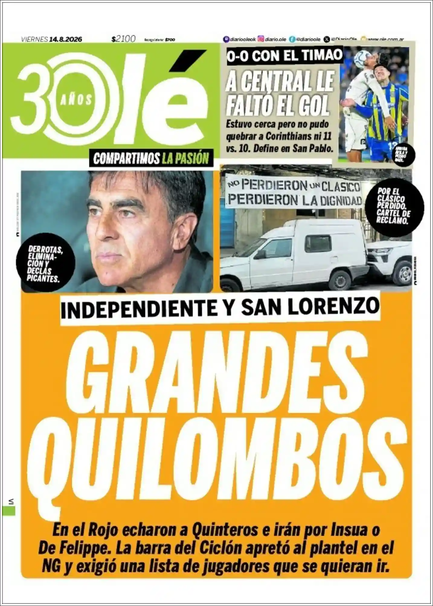 Estudios Max | Claudio Vallejo - Tapa del diario Ole